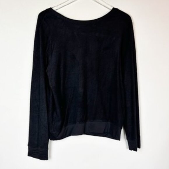 Joah Brown Get It Pullover V Neck Reversible Long Sleeve Fuzzy S/M Black - Picture 1 of 8